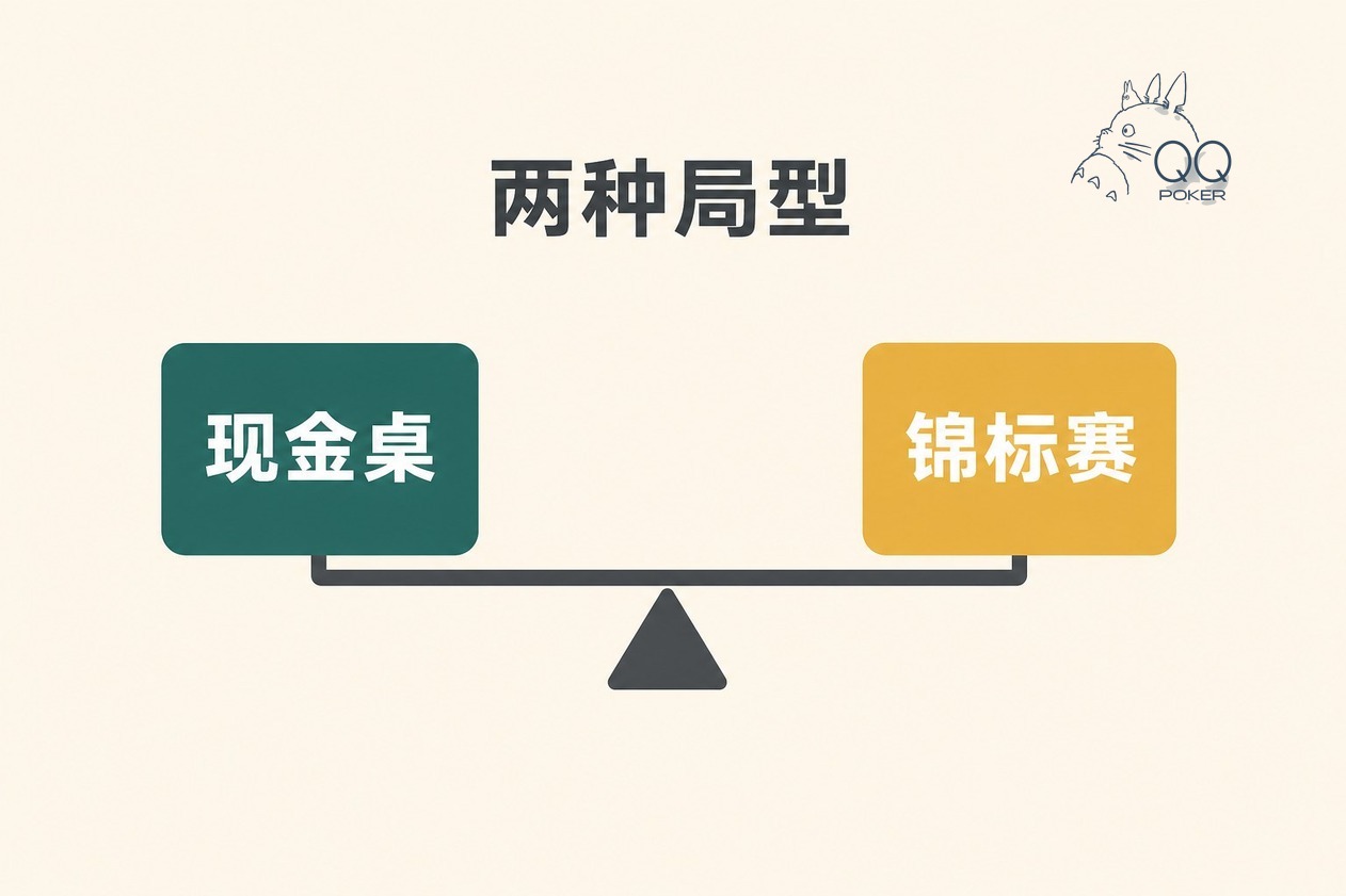 德州扑克线上现金桌与锦标赛的对照